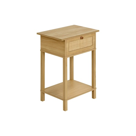 Monarch Specialties Accent Table, 2 Tier, Nightstand, Side Table, Storage Drawer, Natural, Transitional I 3842