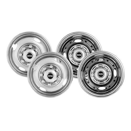 Pacific Dual Fits 16" - 8 Lug, 4 Vent Holes Wheel, Automatic Locking Hub, Polished, Stainless Steel 38-1608