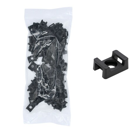 Cable Ties Unlimited Cable Tie Saddle Mount, Mounting Base, 1/4 in Screw, Nylon 6/6, UV Resistant, Black, 100PK CTM25-0C