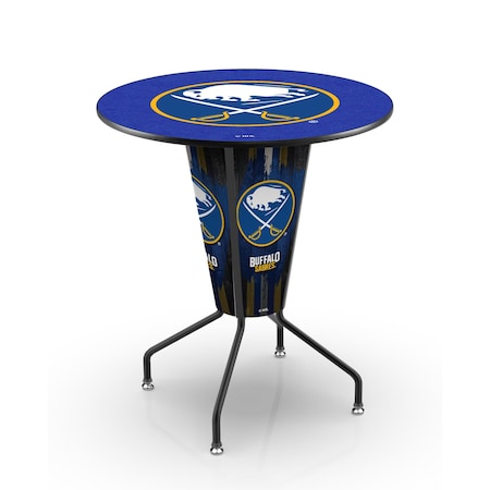 Holland Bar Stool Co Lighted 42" Black Buffalo Sabres Pub Table L218B42BufSab36RBufSab