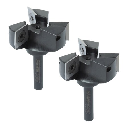 Powertec Slab Flattening Router Bit - 3-Wing Carbide Inserts with 1/4in Shank, 1-1/2in Cutting Diameter, 2PK 73053-P2N