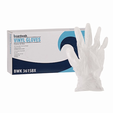 Boardwalk Exam Vinyl Gloves, Powder/Latex-Free, 3 3/5 mil, Clear, Small, 100PK BWK361SBX