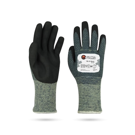 Eureka Safety Arc Flash Gloves, Para Aramide, Fiberglass, Modacrylic, Elastane, Anti-Static, Green/Black, Size 10 13-4HAF-29-10
