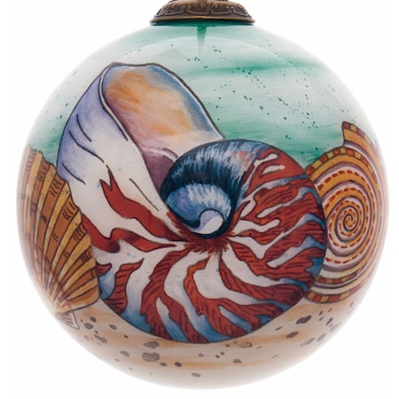 Homeroots Sea Shell Hand Painted Mouth Blown Glass Ornament 477543