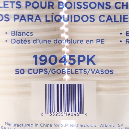 Genuine Joe 8 oz Polyurethane-lined Disposable Hot Cups - White, 250PK GJO19045BD