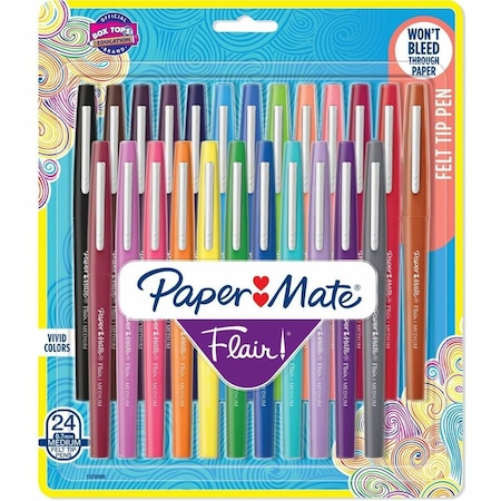 Paper Mate Pen, Assorted Ink, Capped, PK24 PAP1978998