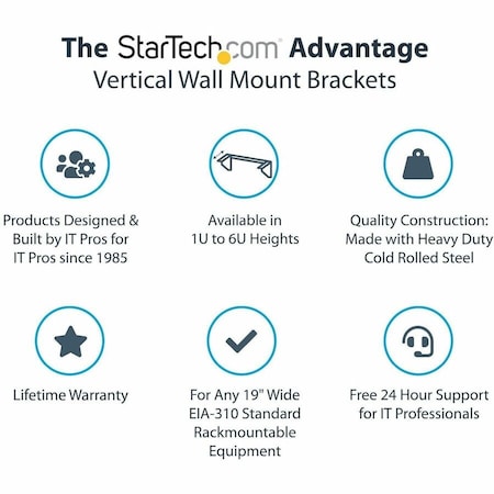 Startech.Com 4U 19IN STEEL VERTICAL WALL MOUNT EQUIPMENT RACK BRACKET - TAA RK419WALLV