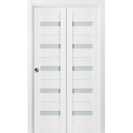 Sartodoors Sliding Closet Bi-fold Doors White Solid Core Modern Interior QUADRO4445BF-WS-64 x 80 (2* 32x80)