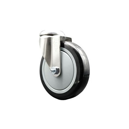 Service Caster 5 Inch 316SS Black Polyurethane Wheel Swivel Bolt Hole Caster SCC-SS316BH20S514-PPUB-BLK