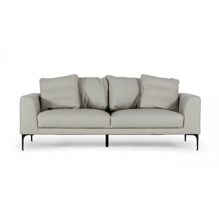 Homeroots 87" Gray Genuine Leather Sofa With Black Legs 480918