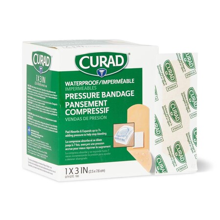 Medline Large Adhesive Pressure Bandage, 1in x 2-3/4in, 100PK NON85100Z