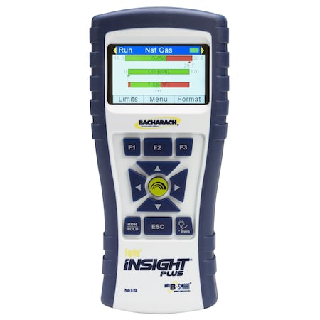Bacharach Combustion Analyzer: INSIGHT PLUS BASIC W-LL 02, Carrying Case/Filter/Hose/Probe/Rubber Boot,  H0024-8517