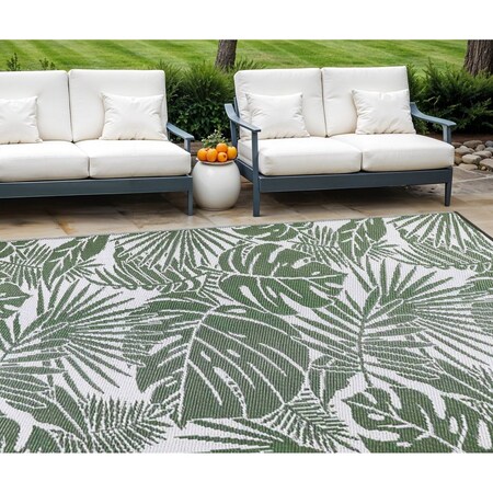Homeroots 6' X 9' Green Floral Indoor Outdoor Area Rug 555613