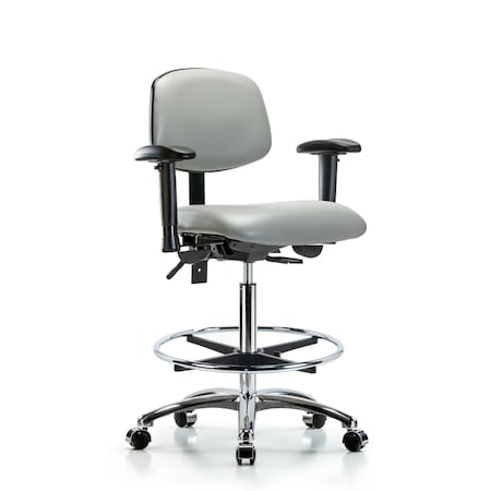 Blue Ridge Ergonomics High Bench Chair Chair, Vin, Hi Ben, Chr Tilt AA CF Cast, Dov, Adjustable Arms, 26" to 35-1/2" Height BR-VHBCH-CR-T1-A1-CF-CC-8567