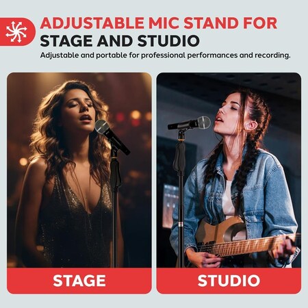 Pyle Universal Microphone Stand - Mic Mount Holder, Height Adjustable PMKS40