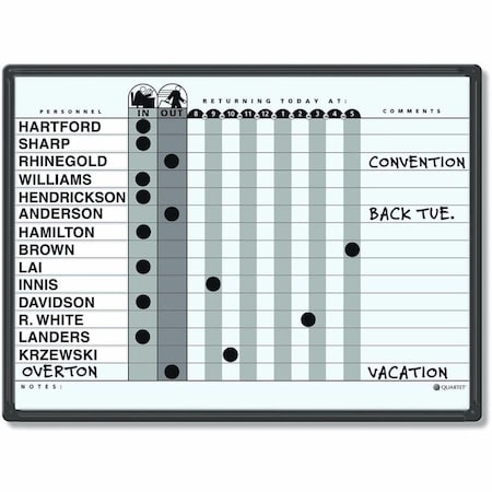 Quartet In/Out Board, Porcelain, 18 in, 24 in, Aluminum Frame, White/Gray, Gloss 781G