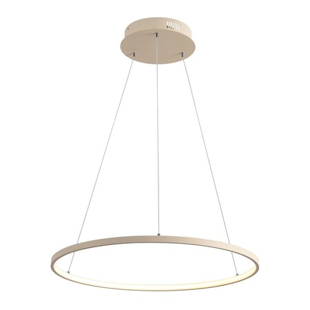 Jonathan Y Brice 23.75" Modern Contemporary Metal Round Dimmable Integrated LED Pendant, Beige JYL7203H
