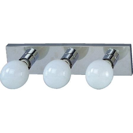 Boston Harbor Vanity Bar Fixture, 100 W, 3-Lamp, G Lamp, Steel Fixture, Polished Chrome Fixture V5CH03