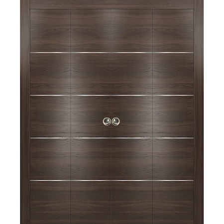 Sartodoors Sliding Closet Double Bi-fold Doors, Planum 0020 Chocolate Ash, Sturdy Tracks Moldings Trims Hardwa PLANUM0020DBF-CA-72 x 96 (4* 18x96)