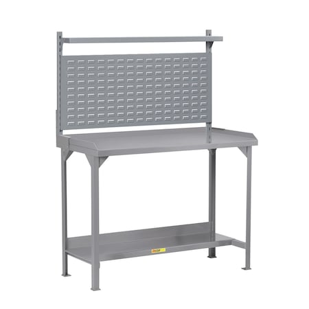 Little Giant Heavy-Duty Packaging Table with Retaining Lips, Louvered Panel & Shelf WSL2-3072-36-WLP-SHLF