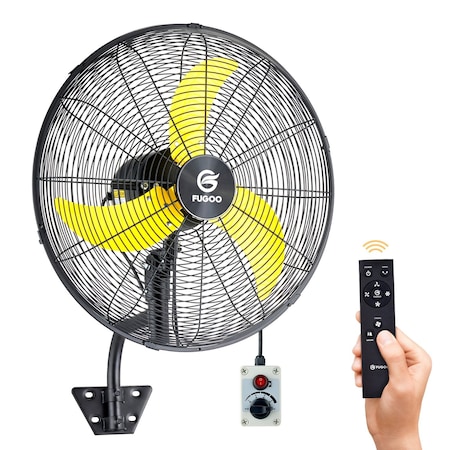 Edendirect 24" Quiet Outdoor Oscillating Wall Mount Fan With Remote Control, All Sealed BLDC Motor, 4-Speed ZR-F-8600BR