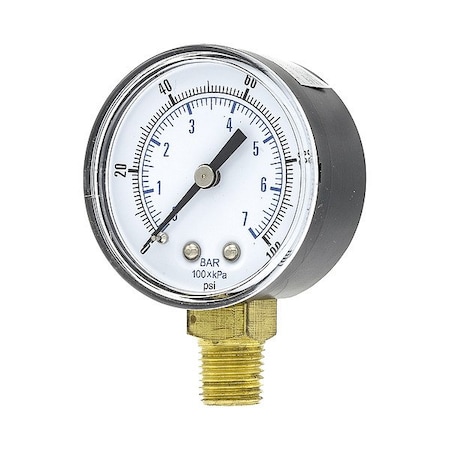 Zoro Select Pressure Gauge, 1/4 in NPT, Bottom Location SEP-101D-204E