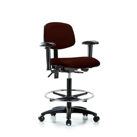 Blue Ridge Ergonomics Chair, Fab, Med Bench, Tilt AA Glides, Nav, 6-Way Adjustable, 26" to 35" Height, Burgundy BR-VHBCH-RG-T0-A1-CF-RC-8569