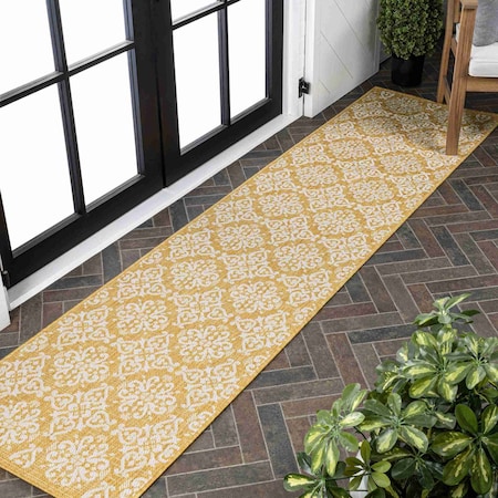 Jonathan Y Amora Traditional Mediterranean Tile Design Yellow/Cream 2 ft. x 8 ft. Indoor/Outdoor Runner Rug TSN206C-28