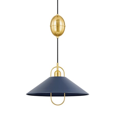 Mitzi Mariel 1 Light Pendant 18 In. Aged Brass/Soft Navy H866701-AGB/SNY