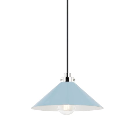 Hudson Valley Lighting Mark D. Sikes X Clivedon 1 Light Pendant 12 In. Polished Nickel MDS1401-PN/BB