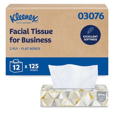 Kleenex Convenience Case 2 Ply Facial Tissue, 125 Sheets, 12 PK 03076