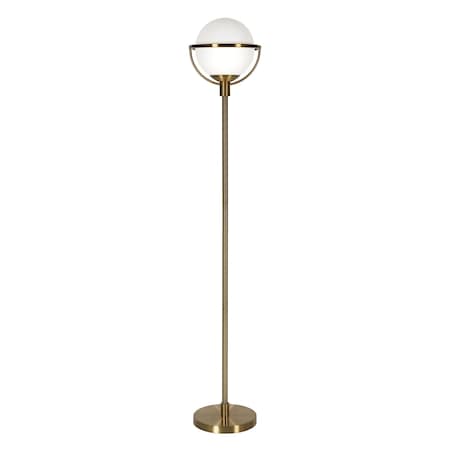 Homeroots 68" Brass Novelty Floor Lamp With White Frosted Glass Globe Shade 523519