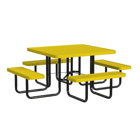 Leisure Craft Square Portable Picnic Table, Yellow, 46 in L T46SQP-YELLOW