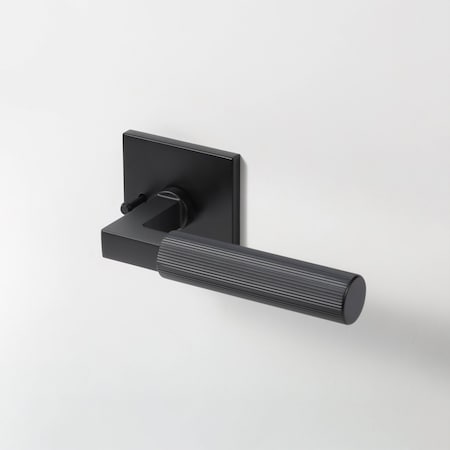 Mcbowery Mila Matte Black Modern Linear Bed/Bath Door Handle - Square Rosette (Privacy) 211PVMB