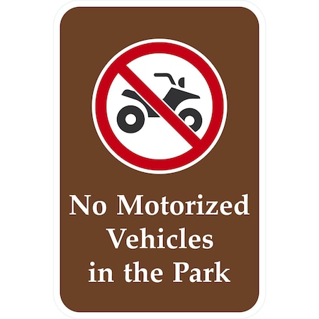 Lyle No Motorized Vehicles in the Park (with Graphic), 12x18, High Intensity Prismatic, White G-3970-HI_12x18