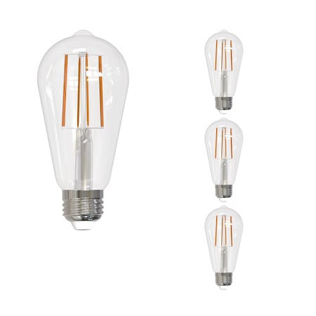 Bulbrite LED Filament 13W, Dimmable ST18, Clear Glass, E26 Base, 2700K, 1400 Lm, 4PK 862848