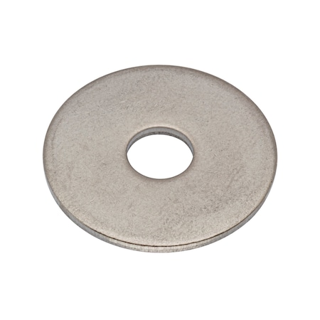 Zoro Select Flat Washer, For Screw Size 1/4 in , Stainless Steel Plain Finish, 10 PK WASB14W316