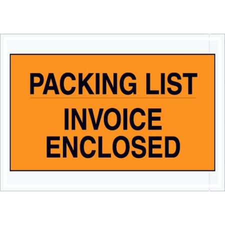 Zoro Select Packing List Envelopes, Orange, PK1000 PL419