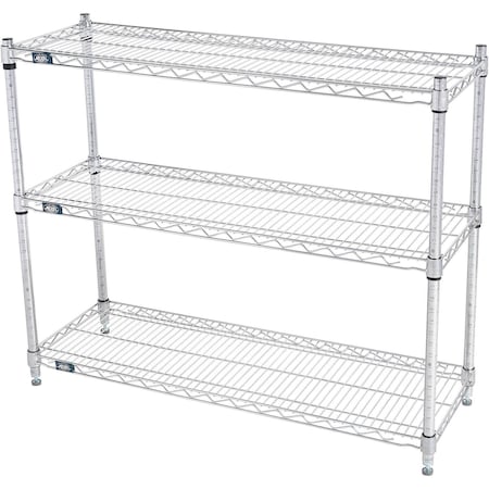 Global Industrial Nexel 3 Shelf, Stainless Steel Wire Shelving Unit, Starter, 42"W x 18"D x 34"H B3149694