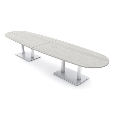 Skutchi Designs Boval Conference Table With Power Unit, 48 in W, 168 in L, Ivory HAR-BOVL-48X168-DOU-K458-NA