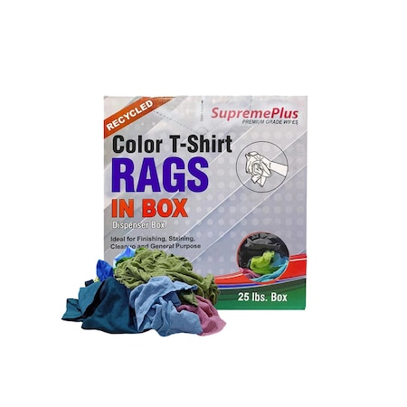 Supremeplus Recycled Color Knit T-Shirt Cleaning Rags, 25 lbs. Compressed Box SP-8070