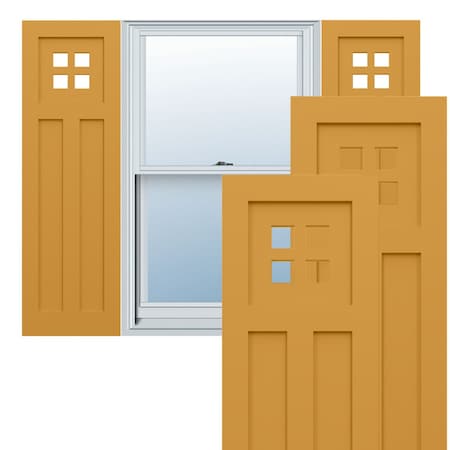 Ekena Millwork True Fit PVC San Antonio Mission Style Fixed Mount Shutters, Turmeric, 18W x 36H, PR TFP001ST18X036TU