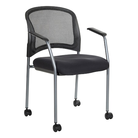 Office Star Products ProGrid Titanium Finish Visitors Chair, Coal 86740R-30