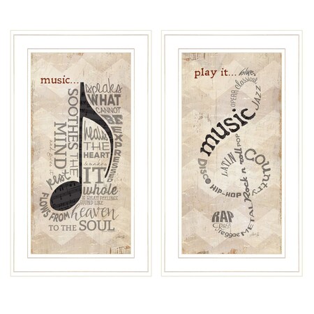 Set Of Two Musical Notes White Framed Print Wall Art, 2PK