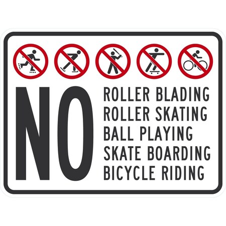 Lyle No Roller Blading, Skating, Ball Playing, Skate, 24x18, Non-Reflective, White G-12151-NA_24x18