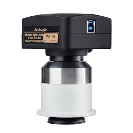 Amscope 18MP USB 3.0 Color CMOS C-Mount Microscope Camera with 0.55X Adapter for Nikon Microscopes MU1803-NI05