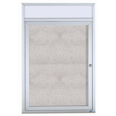 Aarco Outdoor Enclosed Bulletin Board w/ Al Frame Header, Clear Satin Anodized Finish, 24''Hx18''W ODCC2418RH