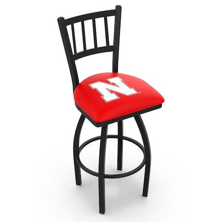 Holland Bar Stool Co 36" Blk Wrinkle Nebraska Swivel Bar Stool, Jailhouse Back L01836NebrUn
