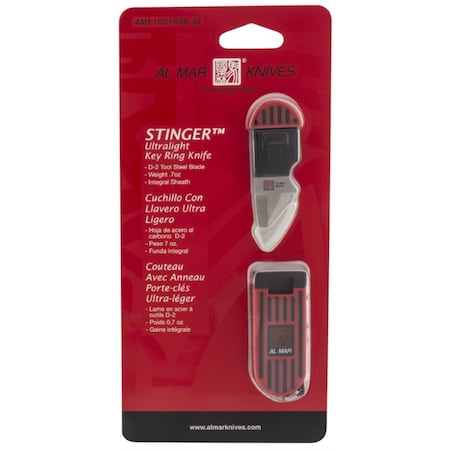 Sunex Al Mar Stringer D2 Wedge Blade Keychain Knife In Blister Card - Red/Black AMK1001RBKBL