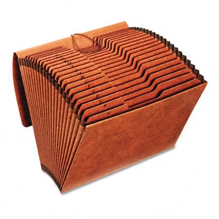 Globe-Weis Accordion Files with Flap  21 Pockets  1/3 Tab  Letha Tone  Letter  Brown R117ALHD